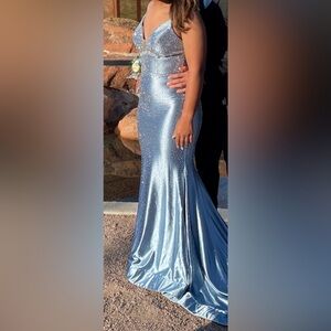 Sherri Hill Sky Blue Gown with Sparkling Accents